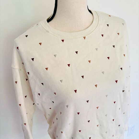 Böhme Ivory Sweatshirt – Embroidered Triangle Detail Pullover Size XS - Picture 3 of 5